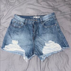 Rewash Blue Distressed Jean Shorts